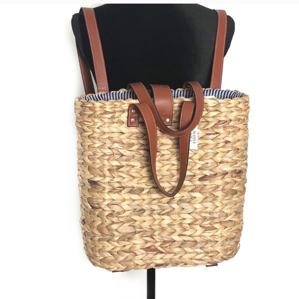 Chic Woven Basketweave Straw Picnic Backpack+Tote